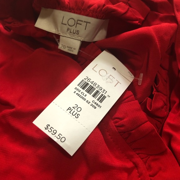LOFT Plus sz 20 NWT Red Ruffle Wrap Top Blouse - Picture 2 of 6